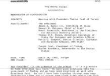 Օզալը Բուշին համոզում է Արցախը փոխանակել Մեղրիով․ ապրիլ 28, 1992թ